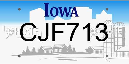 CJF713 Iowa License Plate
