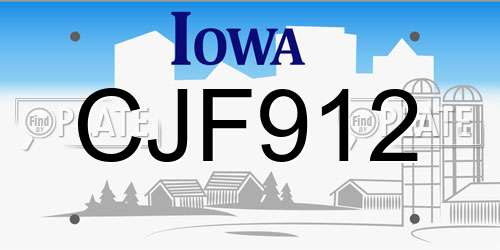 CJF912 Iowa License Plate