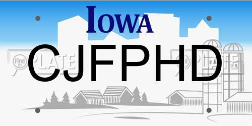 CJFPHD Iowa License Plate