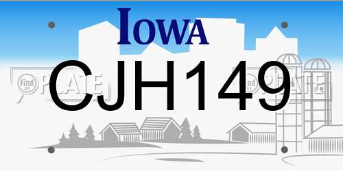 CJH149 Iowa License Plate