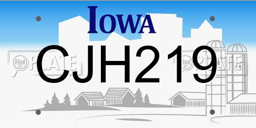 CJH219 Iowa License Plate