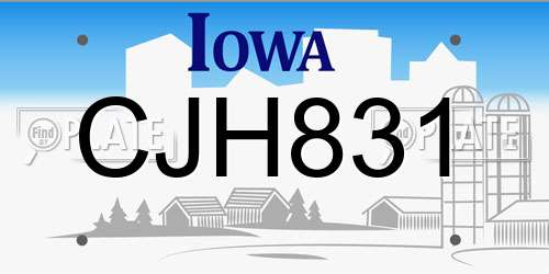 CJH831 Iowa License Plate