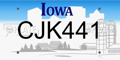 CJK441 Iowa License Plate