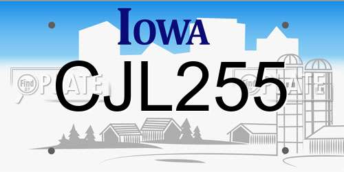 CJL255 Iowa License Plate