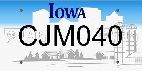CJM040 Iowa License Plate