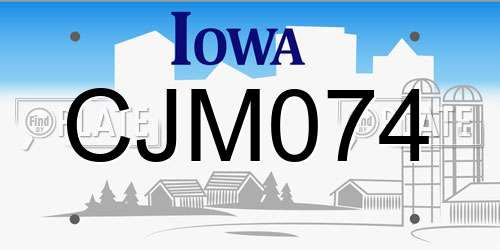 CJM074 Iowa License Plate