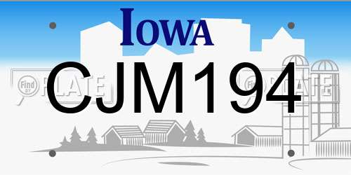 CJM194 Iowa License Plate