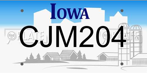 CJM204 Iowa License Plate
