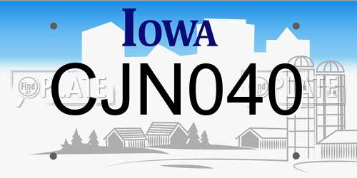 CJN040 Iowa License Plate