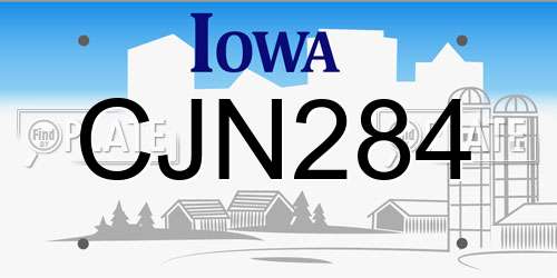CJN284 Iowa License Plate
