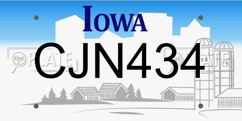 CJN434 Iowa License Plate