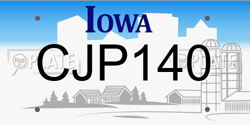 CJP140 Iowa License Plate