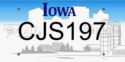 CJS197 Iowa License Plate