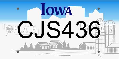 CJS436 Iowa License Plate