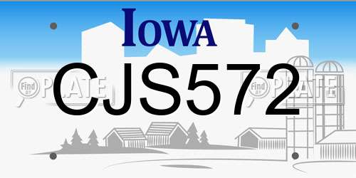 CJS572 Iowa License Plate