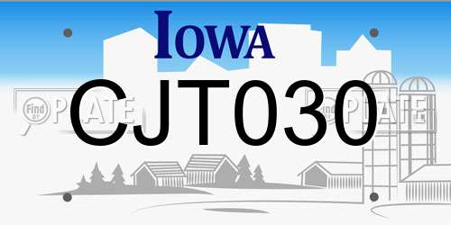 CJT030 Iowa License Plate