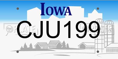 CJU199 Iowa License Plate