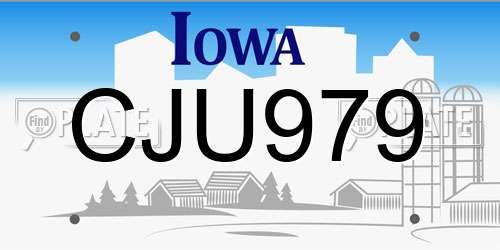 CJU979 Iowa License Plate