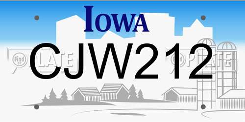 CJW212 Iowa License Plate
