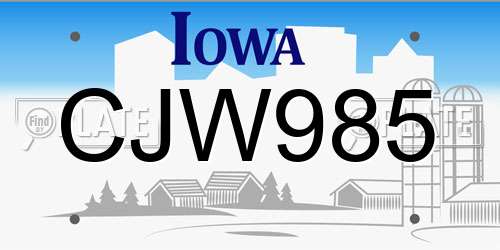CJW985 Iowa License Plate