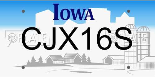 CJX16S Iowa License Plate