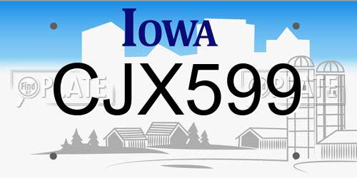 CJX599 Iowa License Plate