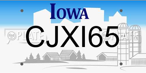 CJXI65 Iowa License Plate