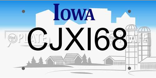 CJXI68 Iowa License Plate