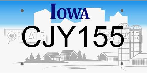 CJY155 Iowa License Plate