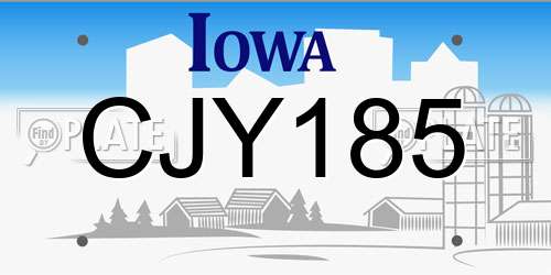 CJY185 Iowa License Plate