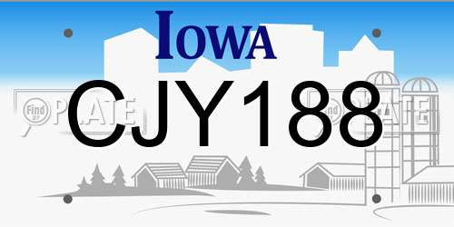 CJY188 Iowa License Plate