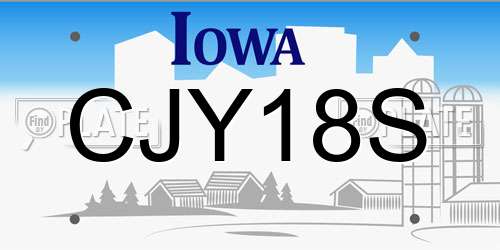 CJY18S Iowa License Plate