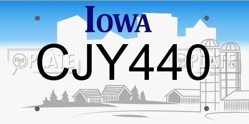 CJY440 Iowa License Plate