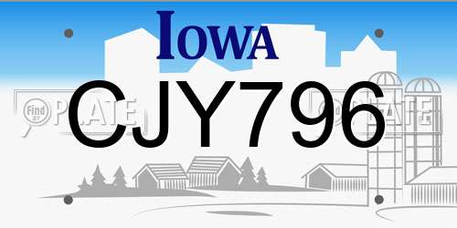 CJY796 Iowa License Plate