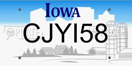 CJYI58 Iowa License Plate