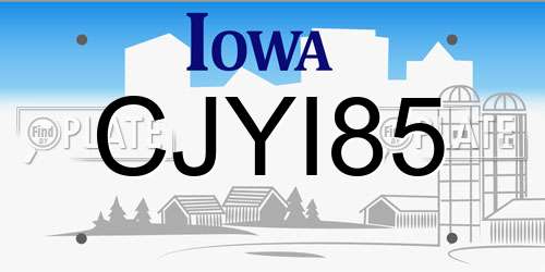 CJYI85 Iowa License Plate