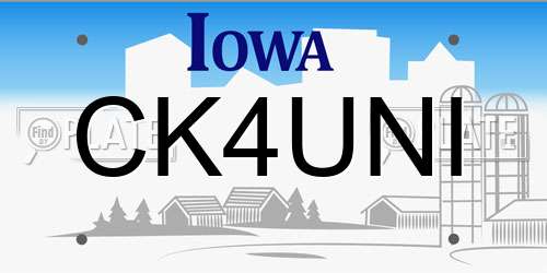 CK4UNI Iowa License Plate