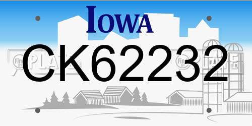 CK62232 Iowa License Plate