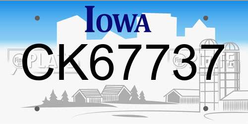 CK67737 Iowa License Plate