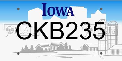 CKB235 Iowa License Plate