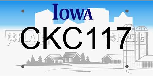 CKC117 Iowa License Plate