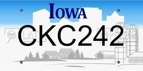 CKC242 Iowa License Plate