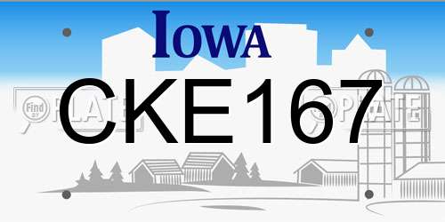 CKE167 Iowa License Plate