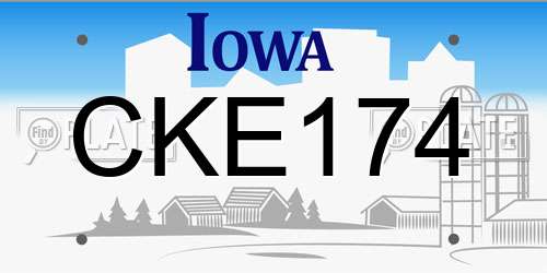 CKE174 Iowa License Plate