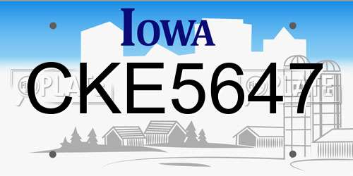 CKE5647 Iowa License Plate