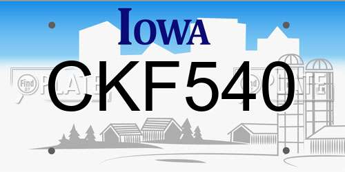 CKF540 Iowa License Plate