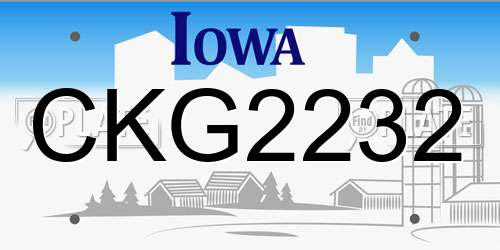 CKG2232 Iowa License Plate