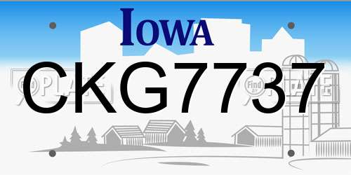 CKG7737 Iowa License Plate