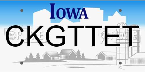 CKGTTET Iowa License Plate
