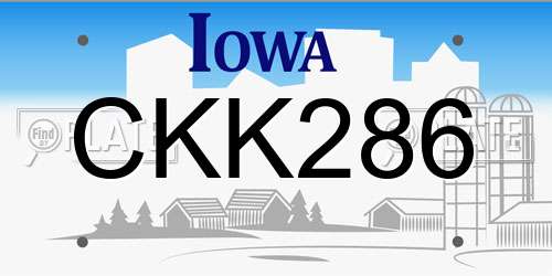 CKK286 Iowa License Plate